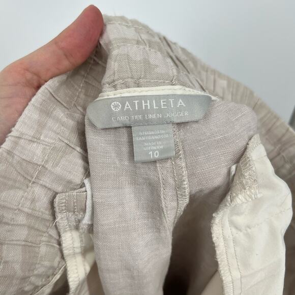 Athleta Cabo Tide Linen Joggers in Neutral Camo Drawstring - Picture 4 of 9